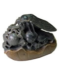 Stone Carving by Shi Heping - Cicada on Calabash and Lotus Leaf
