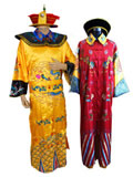 Qing Emperor and Empress Court Dresses with Crowns for Couples