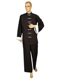 Folding Sleeves Kung Fu Suit with Contrastive Button Color