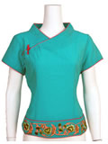 Bargain Item - Short-Sleeved Floral Embroidery Blouse