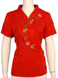 [WCY-Q004] Bargain Item - Short-Sleeved Floral Embroidery Blouse