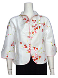 Elbow-Sleeve Plum Blossom Mandarin Blouse