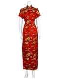 Short-Sleeved Peony Cheongsam