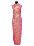 [WQP-X002] Sleeveless Peony Paillettes Cheongsam