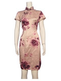 Short-Sleeved Floral Short Cheongsam